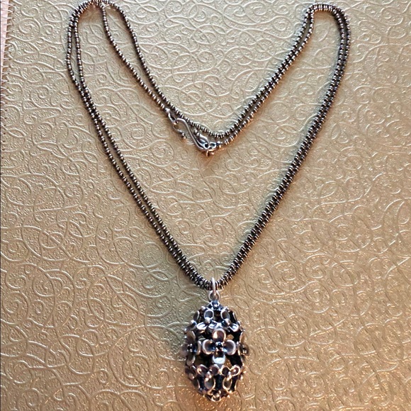 Pandora Jewelry - Retired‼️RARE Pandora Floral Elegance Black Crystal Pendant Stamped S925 ALE‼️